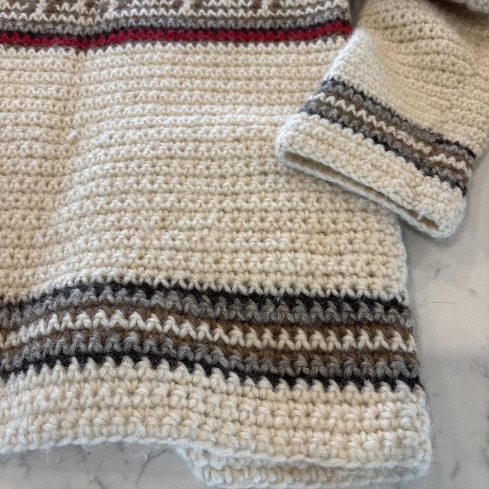 VTG HandKnit Cardigan Sweater 1970S Vibe Cottagecore Grandmacore Boho Pockets LG - Picture 7 of 11